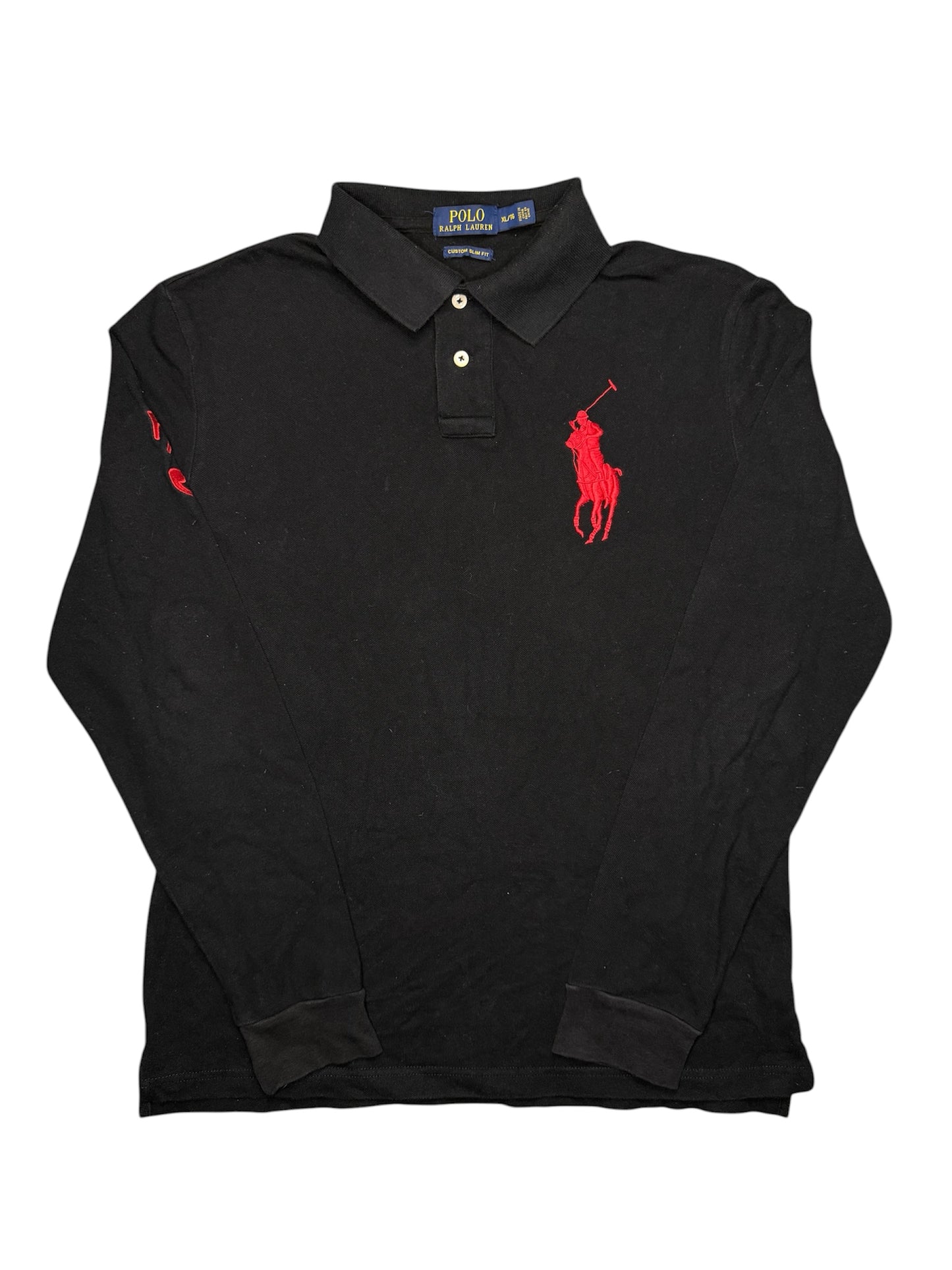Polo Ralph Lauren Nera con Ricamo logo & “3” Rosso