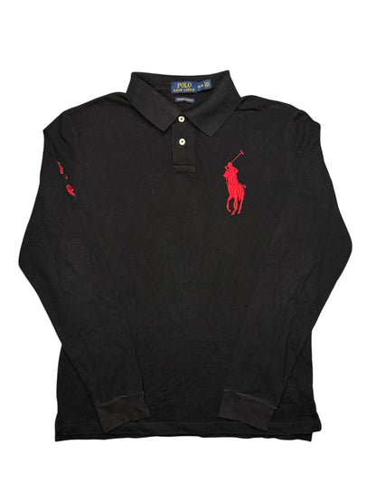 Polo Ralph Lauren Nera con Ricamo logo & “3” Rosso