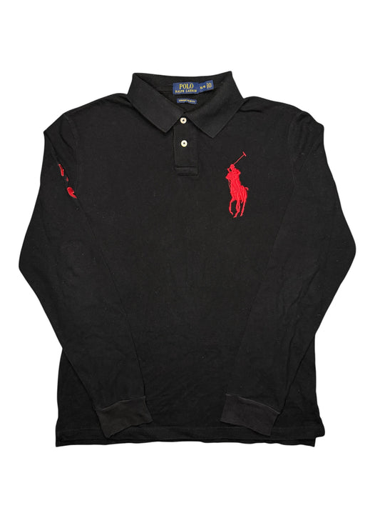 Polo Ralph Lauren Nera con Ricamo logo & “3” Rosso