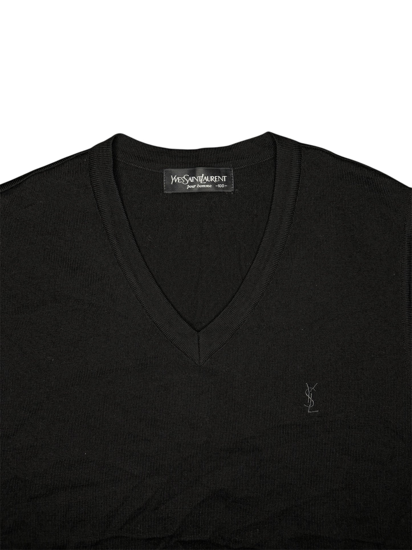 Gilet Yves Saint Laurent Con scollo a V Nero Vintage