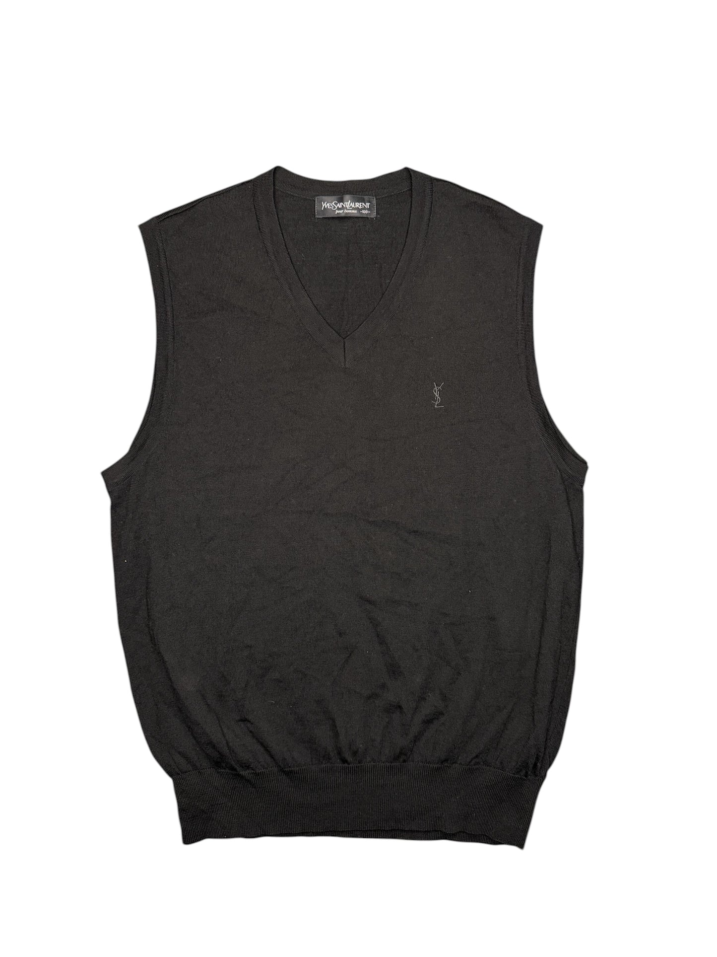 Gilet Yves Saint Laurent Con scollo a V Nero Vintage