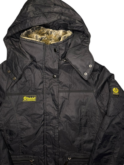 Giubbotto Belstaff Vintage Nero con logo Giallo ed imbottitura