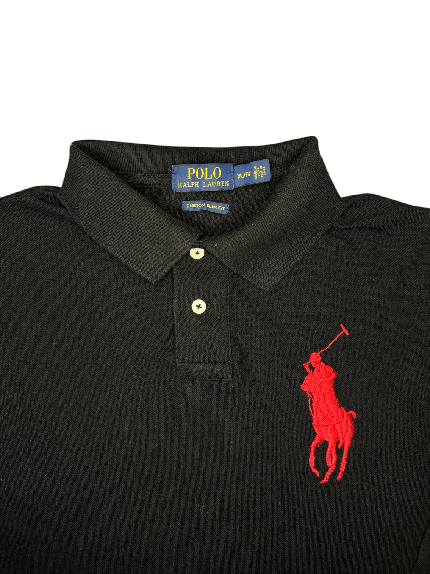 Polo Ralph Lauren Nera con Ricamo logo & “3” Rosso