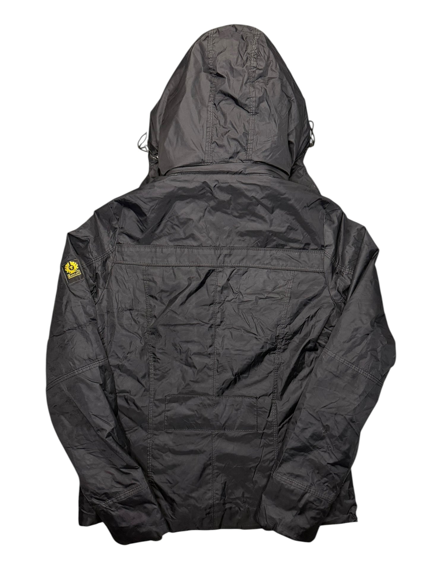 Giubbotto Belstaff Vintage Nero con logo Giallo ed imbottitura